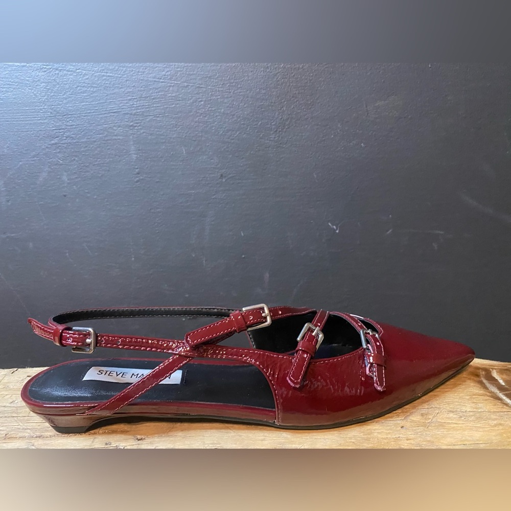 Steve Madden Peony Burgundy Patent Women's Slingback Flats - Picture 8 of 10